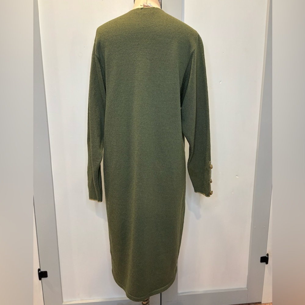 Vintage 80’s Don Sayres for Wellmore. Olive Green Wool Rayon Knit Dress Size 10 - Picture 4 of 9